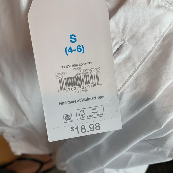 NWT TIME and TRU Women’s White Oversized Shirt Size Small 4-6 - Picture 9 of 9